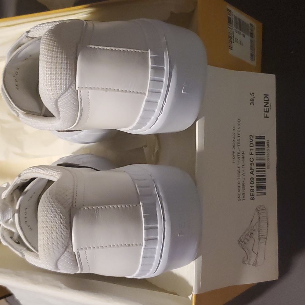 Fendi Force Brown FF Canvas White Platform FF Logo Low Top Trainer Sneaker - Picture 6 of 8